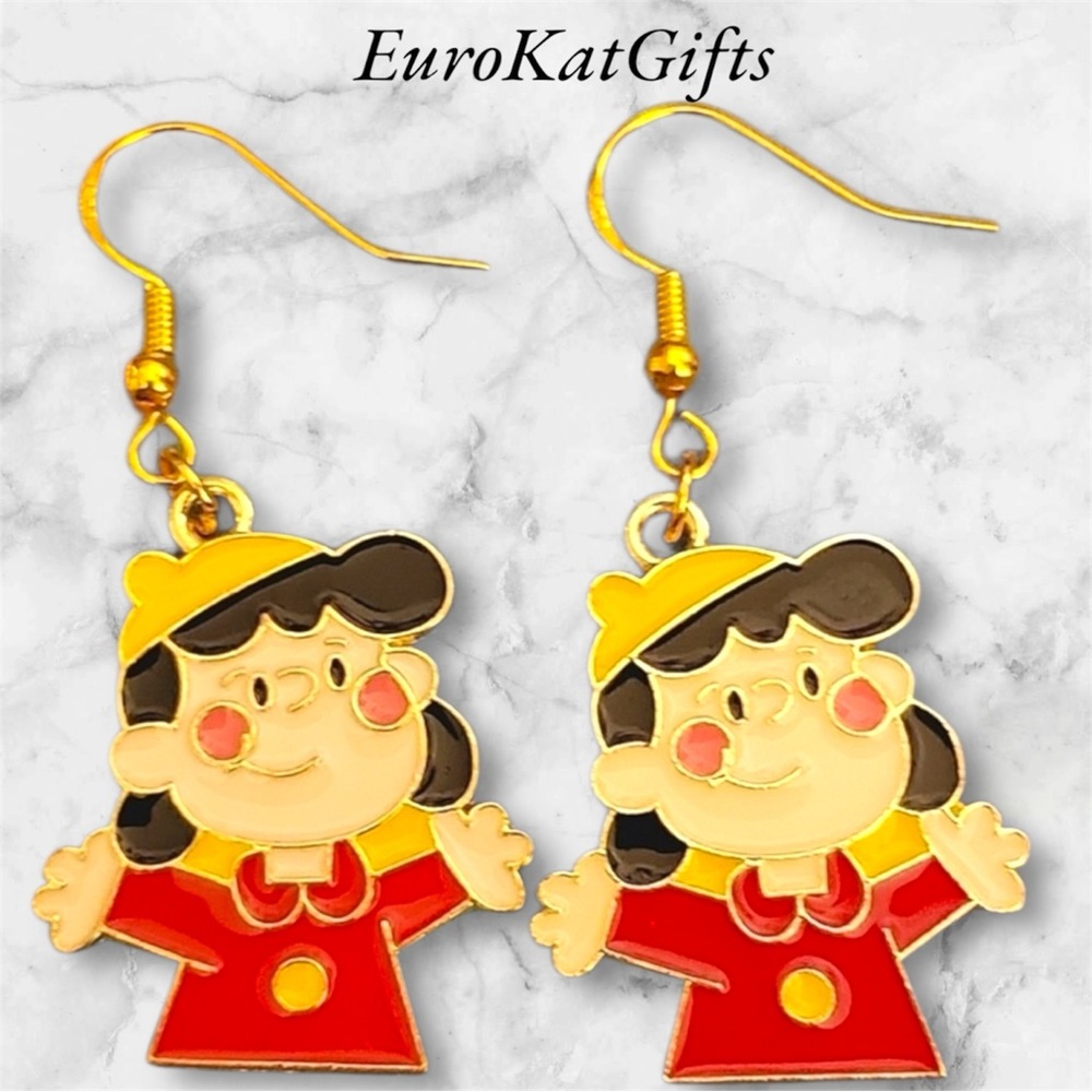 Cartoon Character Earrings Gold yellow fashion jewelry dangle LUCY Fall NEW
